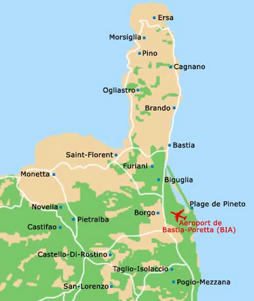 Corse carte Nord - Bastia