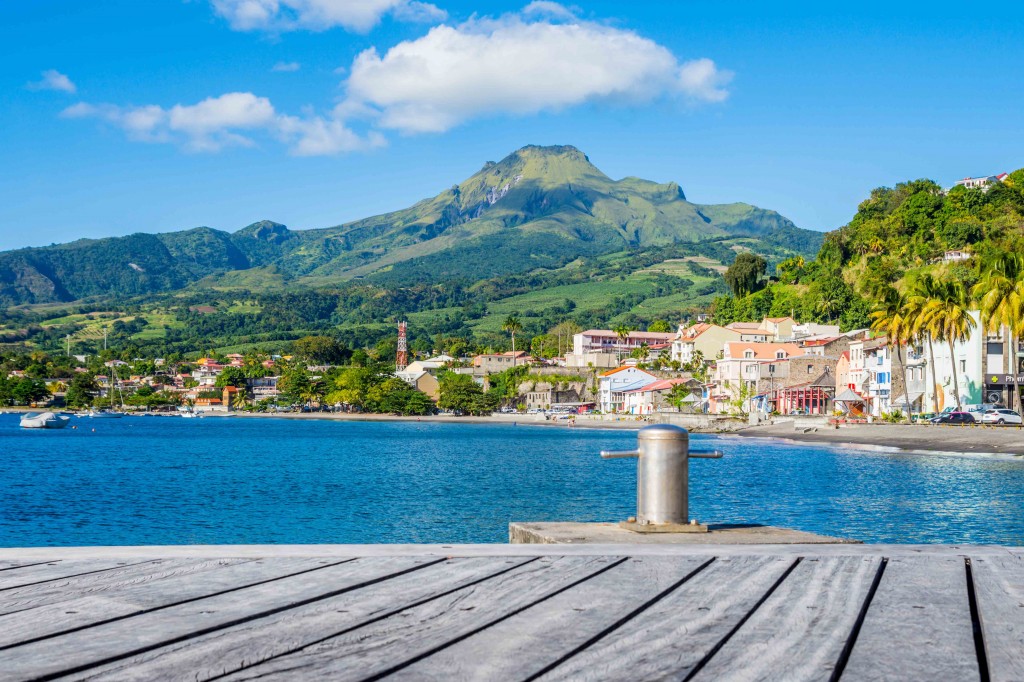 From Saint Pierre Pontoon in Martinique beside Mount Pelée volc